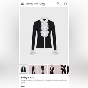Anne Fontaine Paris Women’s Patsy Shirt Size 40 Ruffle Placket Long Sleeve NWT